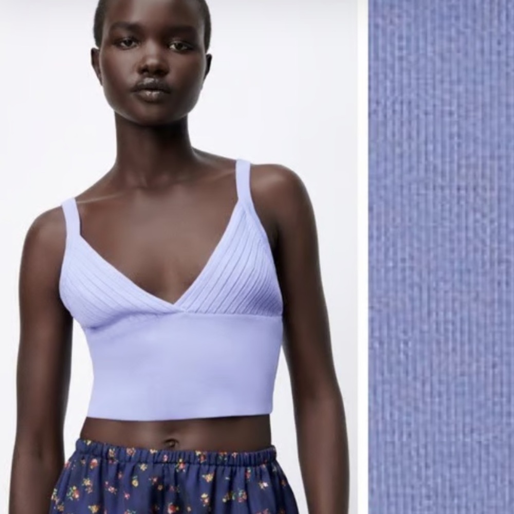 Zara Lavender Ribbed Crop Top